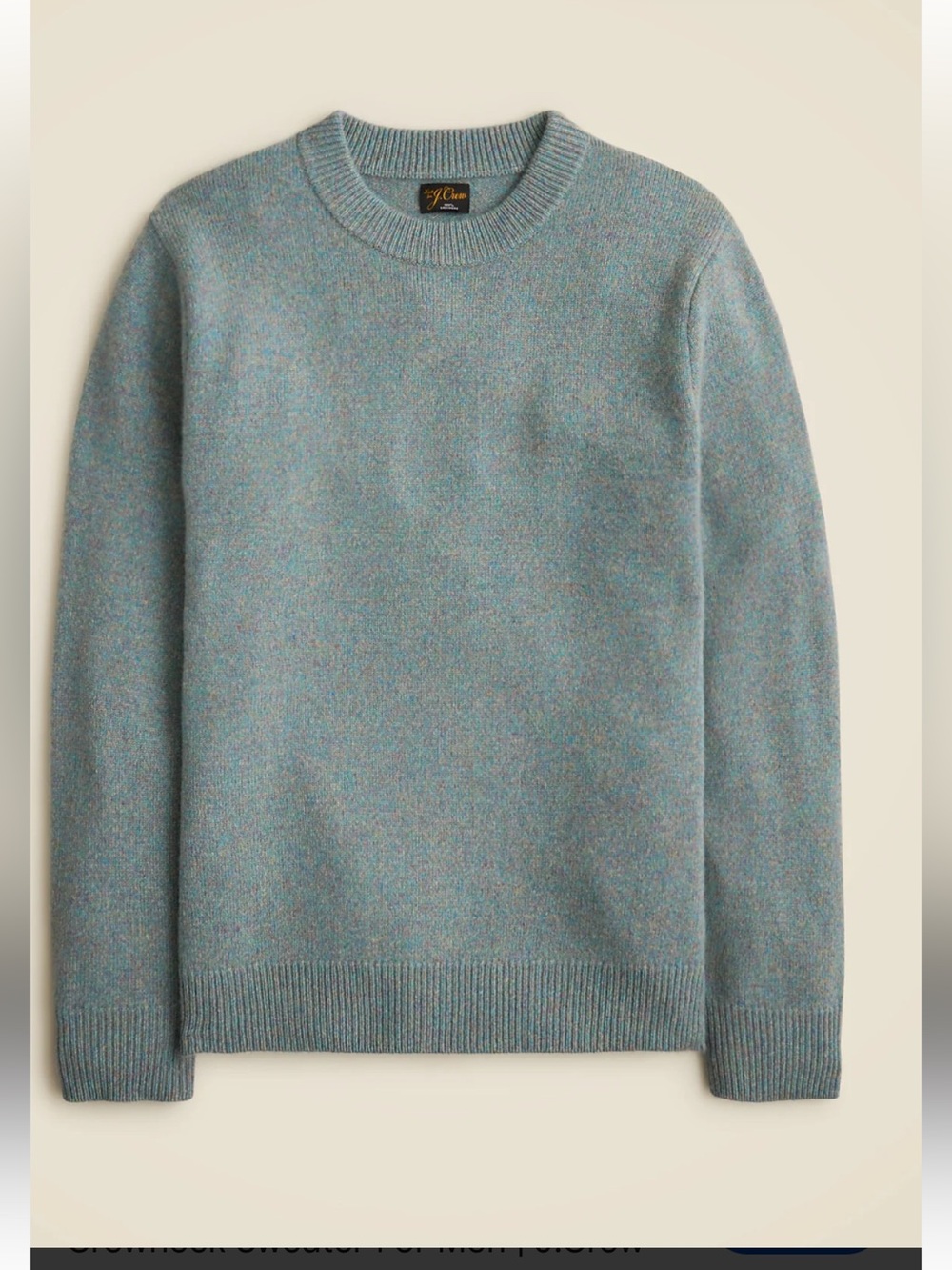 J. Crew Men’s Heathered 100% Cashmere Blue Crewneck Sweater, size XL